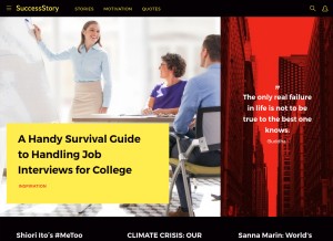 How successstory.com looks like on a tablet such as an iPad.