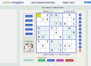 How sudokukingdom.com looks like on a tablet such as an iPad.