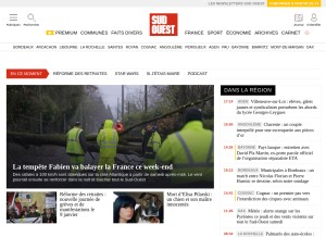 How sudouest.fr looks like on a tablet such as an iPad.