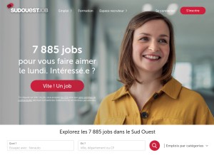How sudouestjob.com looks like on a tablet such as an iPad.