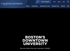 How suffolk.edu looks like on a tablet such as an iPad.