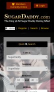 How sugardaddy.com looks like on a mobile device such as an iPhone.