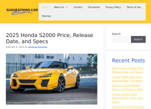 How suggestionscar.com looks like on a tablet such as an iPad.