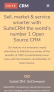 How suitecrm.com looks like on a mobile device such as an iPhone.