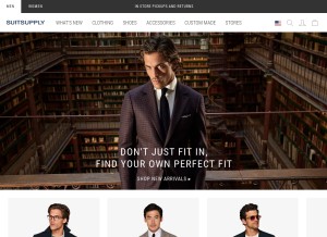 How suitsupply.com looks like on a tablet such as an iPad.