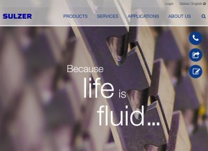 How sulzer.com looks like on a tablet such as an iPad.