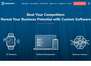 How sumatosoft.com looks like on a tablet such as an iPad.