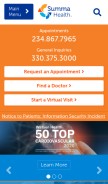 How summahealth.org looks like on a mobile device such as an iPhone.