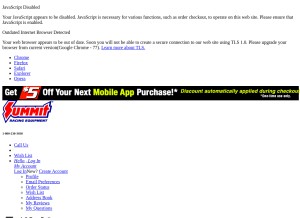 How summitracing.com looks like on a tablet such as an iPad.