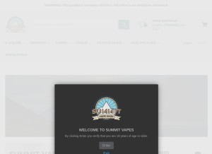 How summitvapes.ca looks like on a tablet such as an iPad.