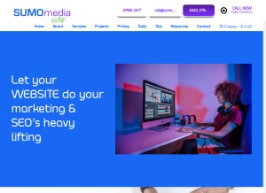 How sumomedia.co looks like on a tablet such as an iPad.