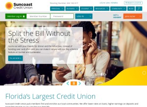 How suncoastcreditunion.com looks like on a tablet such as an iPad.