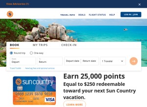 How suncountry.com looks like on a tablet such as an iPad.