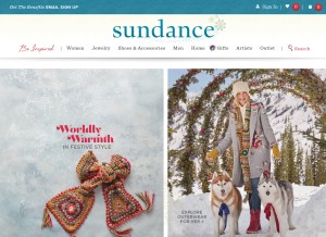 How sundancecatalog.com looks like on a tablet such as an iPad.