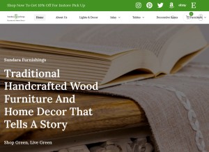 How sundarashop.com looks like on a tablet such as an iPad.