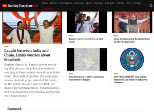 How sundayguardianlive.com looks like on a tablet such as an iPad.