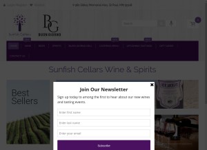 How sunfishcellars.com looks like on a tablet such as an iPad.