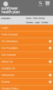 How sunflowerhealthplan.com looks like on a mobile device such as an iPhone.