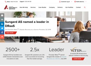How sungardas.com looks like on a tablet such as an iPad.