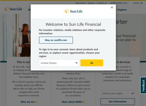 How sunlife.com looks like on a tablet such as an iPad.
