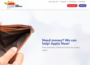 How sunloan.com looks like on a tablet such as an iPad.