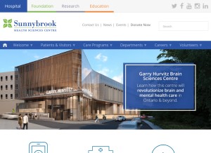How sunnybrook.ca looks like on a tablet such as an iPad.