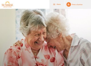 How sunriseseniorliving.com looks like on a tablet such as an iPad.