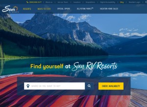 How sunrvresorts.com looks like on a tablet such as an iPad.