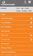 How sunshinehealth.com looks like on a mobile device such as an iPhone.