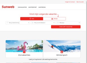 How sunweb.nl looks like on a tablet such as an iPad.