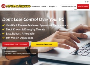 How superantispyware.com looks like on a tablet such as an iPad.