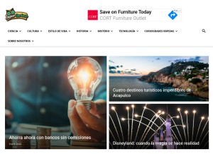 How supercurioso.com looks like on a tablet such as an iPad.