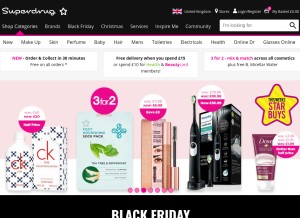 How superdrug.com looks like on a tablet such as an iPad.