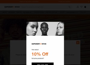 How superdry.com looks like on a tablet such as an iPad.