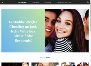 How superfame.com looks like on a tablet such as an iPad.