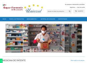 How superfarmaciauniversal.com looks like on a tablet such as an iPad.