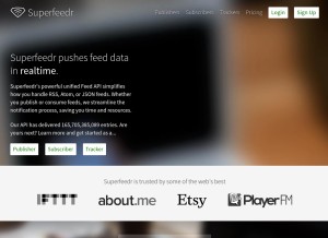 How superfeedr.com looks like on a tablet such as an iPad.