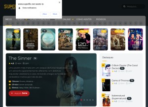How superflix.net looks like on a tablet such as an iPad.