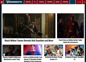 How superherohype.com looks like on a tablet such as an iPad.
