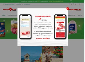 How supermaxi.com looks like on a tablet such as an iPad.