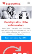 How superoffice.com looks like on a mobile device such as an iPhone.