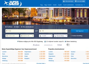 How supersavertravel.se looks like on a tablet such as an iPad.