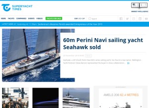 How superyachttimes.com looks like on a tablet such as an iPad.