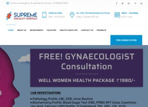 How supremehospitals.in looks like on a tablet such as an iPad.