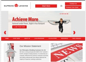 How supremelending.com looks like on a tablet such as an iPad.