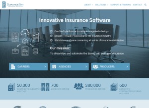 How surancebay.com looks like on a tablet such as an iPad.