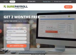 How surepayroll.com looks like on a tablet such as an iPad.