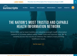 How surescripts.com looks like on a tablet such as an iPad.