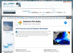 How surf-forecast.com looks like on a tablet such as an iPad.
