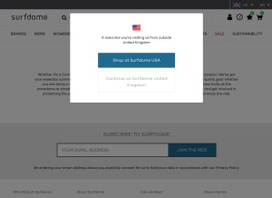 How surfdome.com looks like on a tablet such as an iPad.